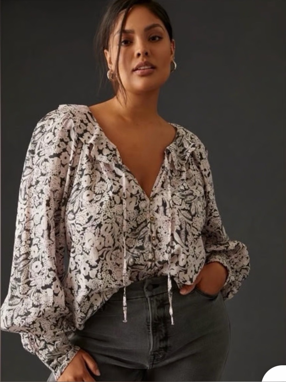 Anthropologie Button-Front Peasant Blouse.